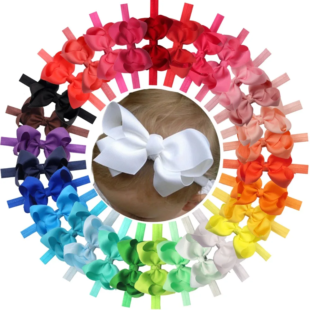 30 pçs cores 4.5 polegadas gorgorão fita bebê meninas arcos de cabelo headbands para bebês recém-nascidos e crianças