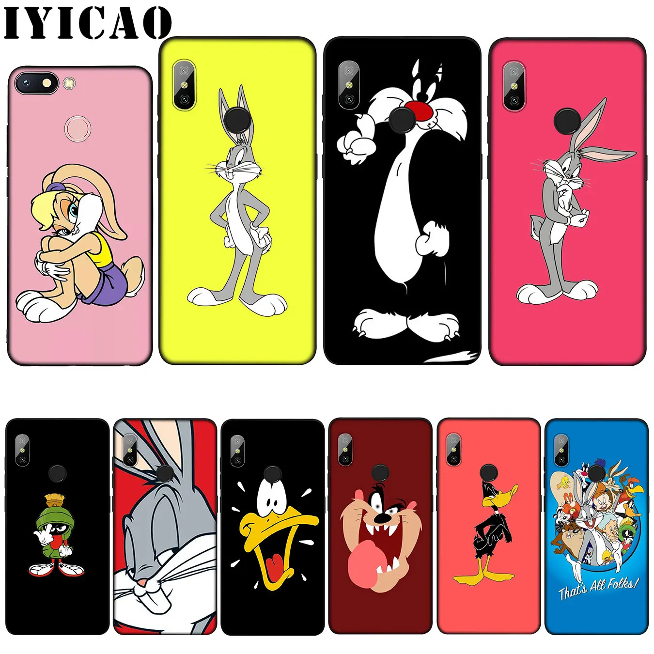 

IYICAO Looney Tunes Pattern Soft Silicone Case for Xiaomi Mi 9 8 A2 Lite A1 6 pocophone f1 MAX 3 mi9 mi8 mia2