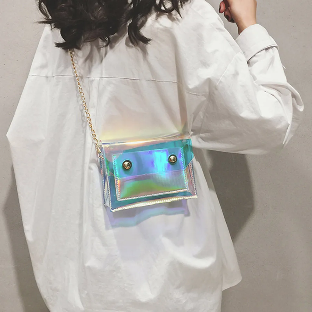 

PVC Gradient Color Chain Bag Lady Personality Transparent Jelly Chain Shoulder Wild Messenger Bag