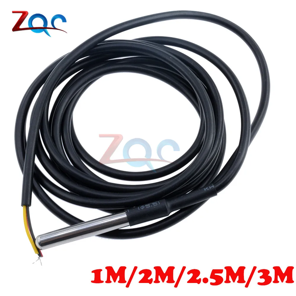 

DS18B20 1M/2M/2.5M/3M Stainless Steel Package Waterproof DS18b20 Temperature Probe Temperature Sensor 18b20 For Arduino Diy Kit
