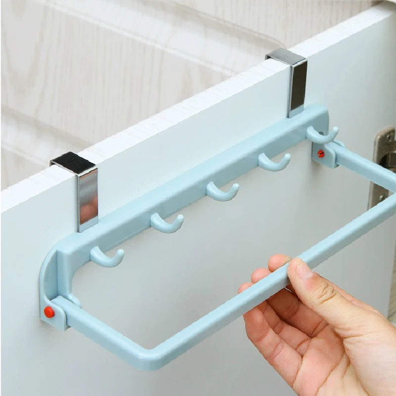 WALFOS автоматическая складная вешалка для шкафа с крючками для кухни на заднюю дверь, вешалка для сушки полотенец для хранения мелочей