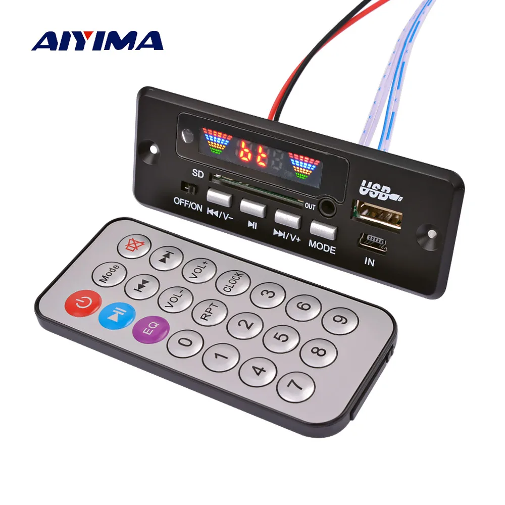 Bluetooth MP3 декодер AIYIMA 4 цвета экран 5 0 приемник WMA WAV FLAC 2x3 Вт усилитель с поддержкой FM