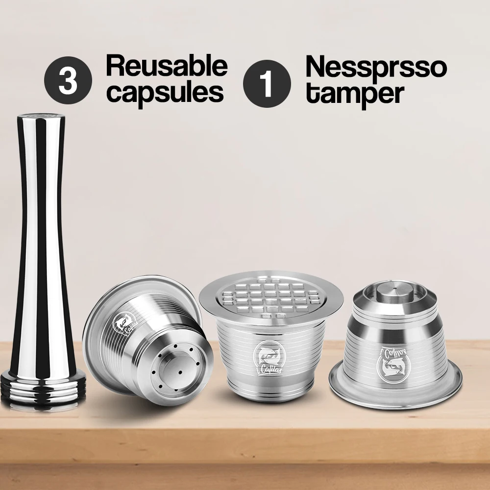 

3 Capsule 1 Tamper Nespresso Stainless Steel Refillable Reusable Coffee Capsule Coffee Tamper Coffee Pod For Nespresso Machine