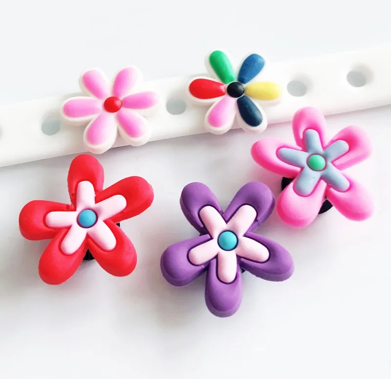 NEW! 100PCS Five petal flower shoe accessories shoe charms,shoe