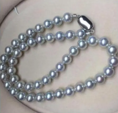 

ELEGANT 9-10mm SOUTH SEA SILVER GREY NATURAL PEARL NECKLACE 18" 925 CLASP >>>girls for women jewerly Free shipping