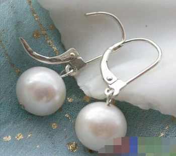 

Free shipping 1497 ROUND WHITE FRESHWATER PEARL DANGLE EARRING