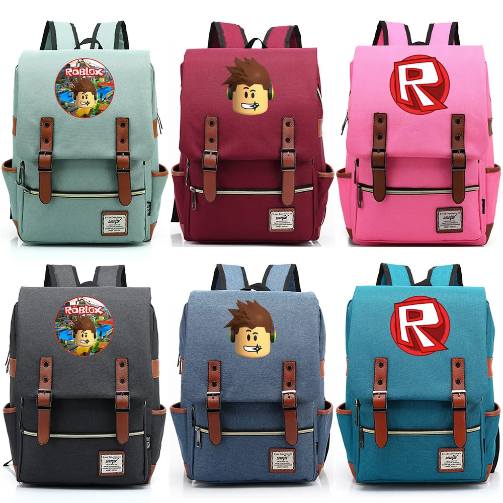

2019 R Letter Hot Games Roblox Cartoon Prints Boy Girl Student School bag Teenagers Schoolbags Canvas Women Bagpack Men Backpack