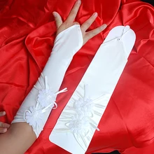 5 шт./лот, длинные белые перчатки без пальцев в цветочном стиле, Вечерние перчатки для танцев, женские перчатки для девочек, цена
