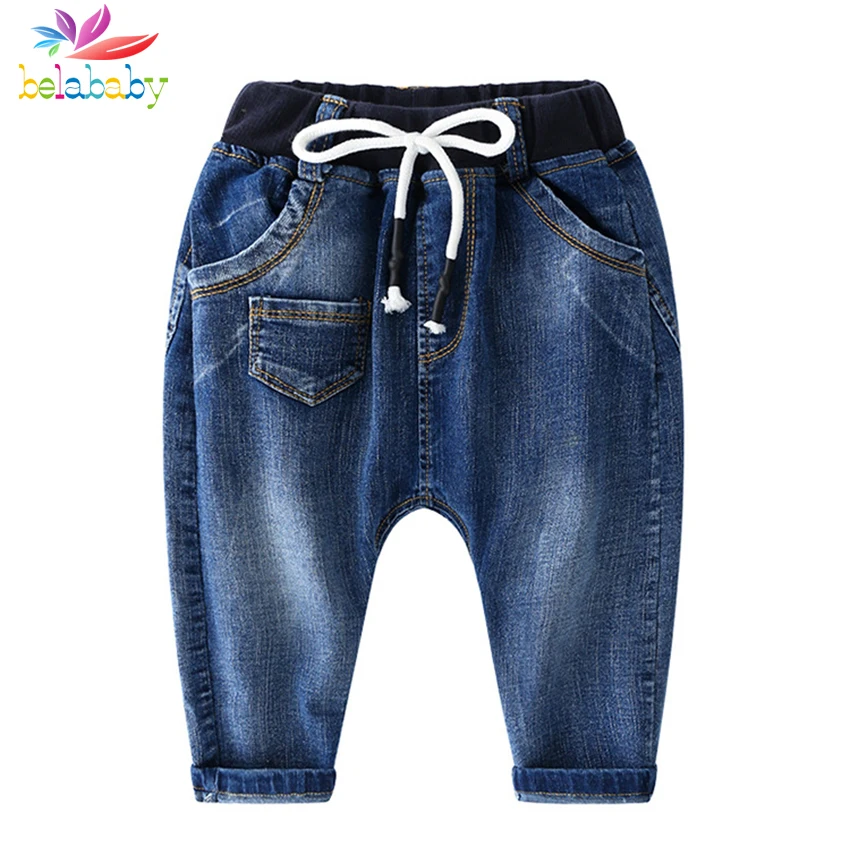 

Belababy Boys Pants 2018 Autumn Children's Cartoon Dog Head Causal Jeans Toddler Cotton Mid Skinny Openable Trousers Pants