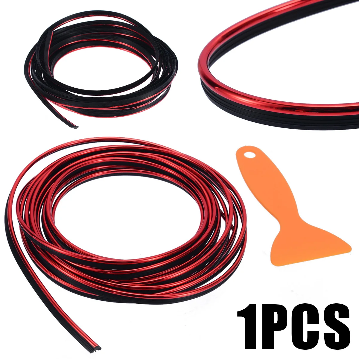 Mayitr 5m Car Styling Strips Trim Decals Interior Door Sticker Moulding Line DIY Red Car Seal Accessories