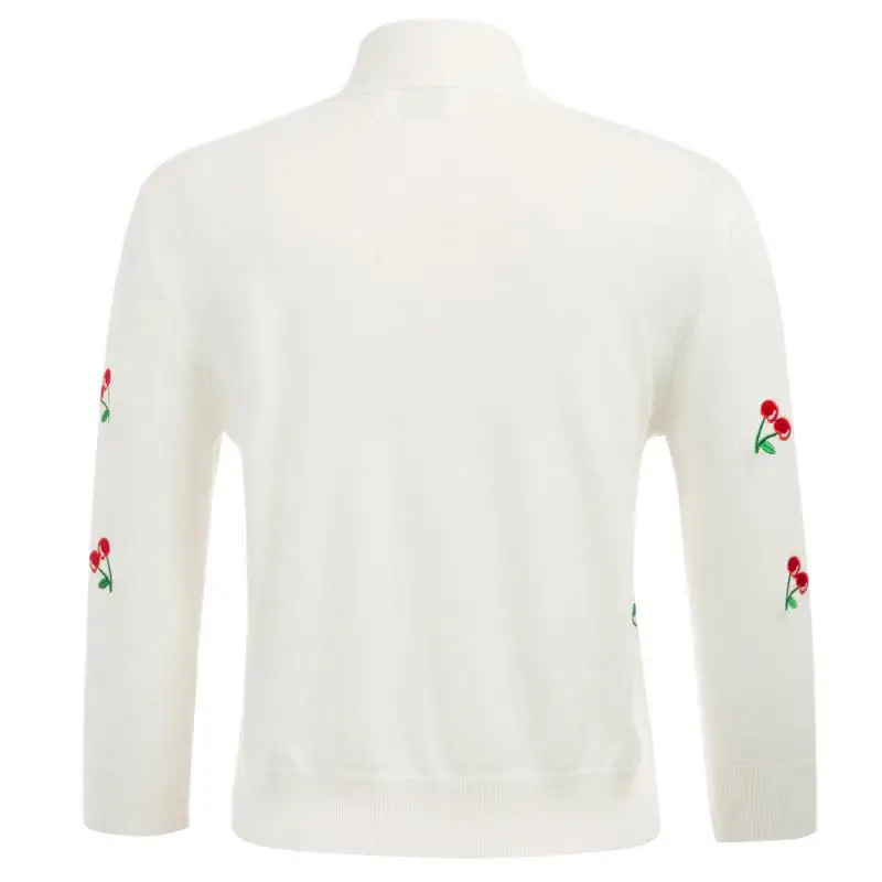 astounding  GK Women Cherries Embroidery 3/4 Sleeve Open Front Cropped Length Knitting Coat