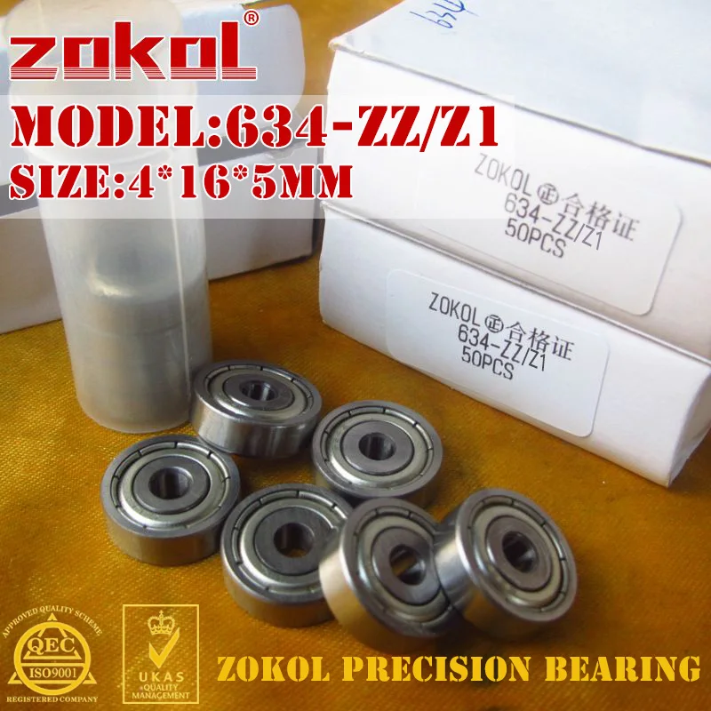 

ZOKOL 634 ZZ Z bearing 634 ZZ Z1 80034/Z1 Miniature 634-ZZ Z1 Deep Groove ball bearing 4*16*5mm