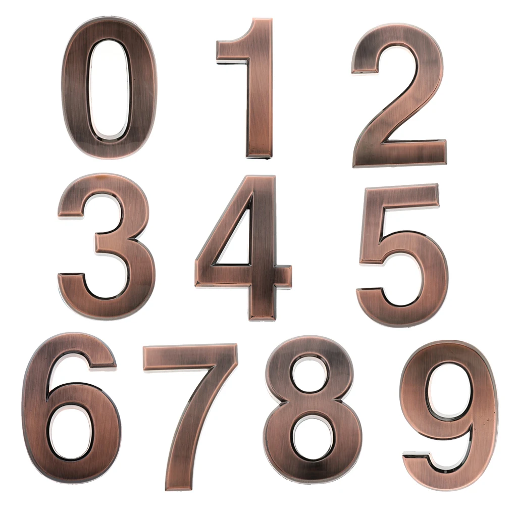 ABS Plastic Copper Plaque Number Office Building Apartment Door Address Digits Sticker Plate Sign