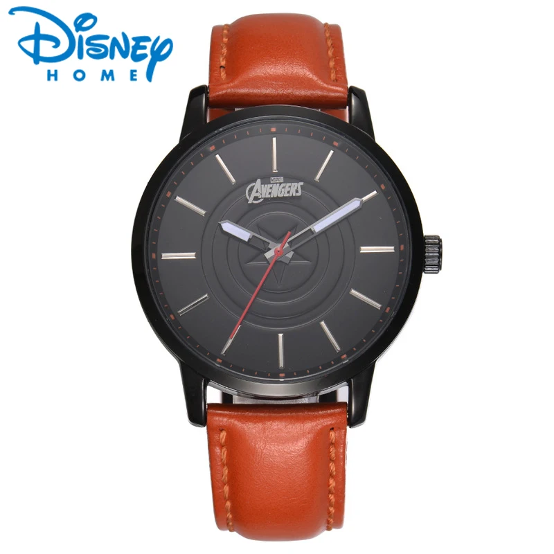 

Disney Original Watches Mens Marvel Avengers Casual Leather Men's Watches Quartz Watches Luxury Brand Male Clock erkek kol saati