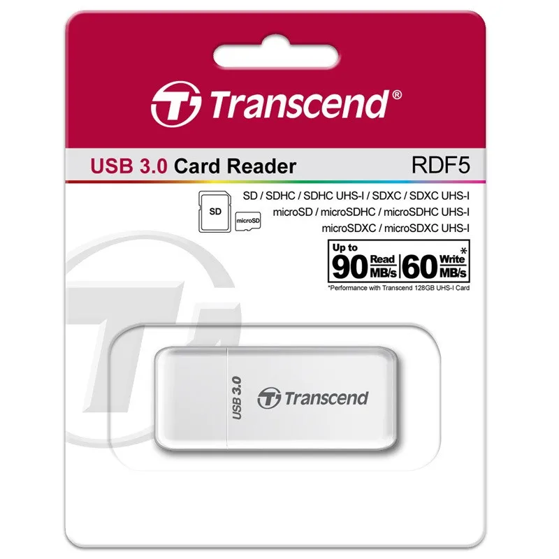 Transcend 2 в 1 высокая Скорость USB 3.0 Card Reader адаптер для SDHC/SDXC/MicroSDHC/MicroSDXC/ UHS-я карта адаптера до 128 ГБ