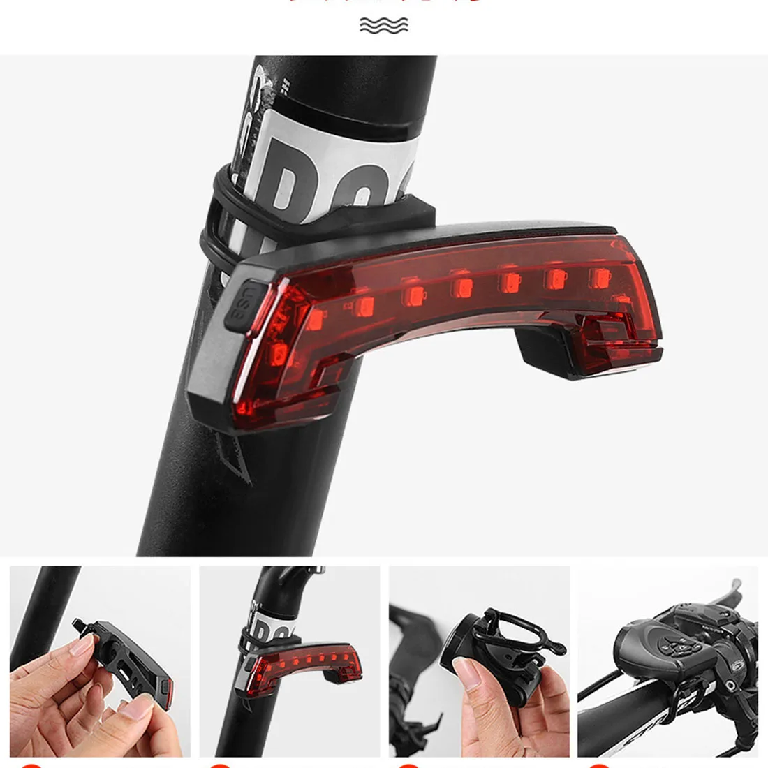 Clearance RC Smart USB Rechargeable Bicycle Tail Light Bike Rear Light Bike Horn with Turn Signal Light 2019 Cycling Accessories 8