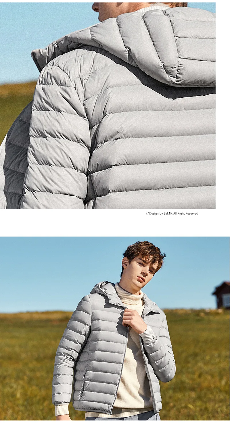 SEMIR брендовая мужская пуховая куртка повседневная модная зимняя куртка для мужчин с капюшоном ветровка белая утка пальто мужская верхняя