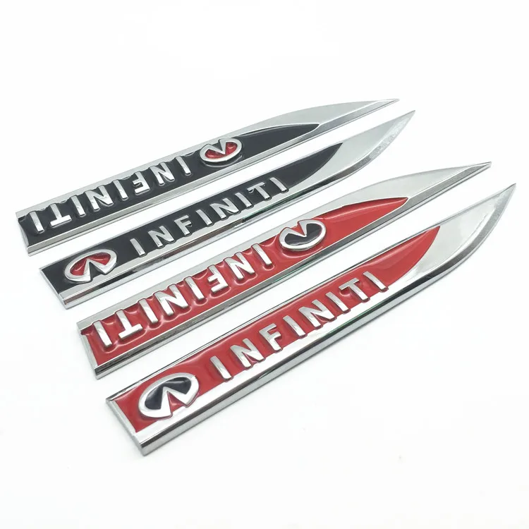 

2pcs Infiniti Black or Red 3d Metal Alloy Strip Car Fender Sticker Side Wing Sticker Car Rear Bumper Trunk Sticker