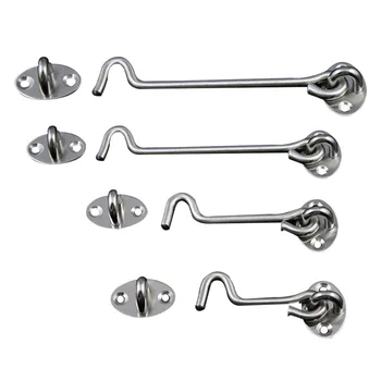 

4pcs 3/4/6/8 Inch Stainless Steel Cabin Hook with 16 Screws Cabin Door Hook for Cabinet Door Windows