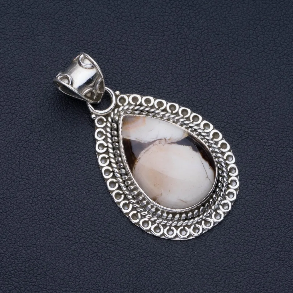 

Natural Russian Graph Feldspar Punk Style 925 Sterling Silver Pendant 1 1/2" P0843