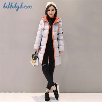 

Winter Coat Feminino Black Pink Plus Size Long Sleeve Hooded Parka 2018 New Korean Office Fashion Slim Long Thick Clothing CX221