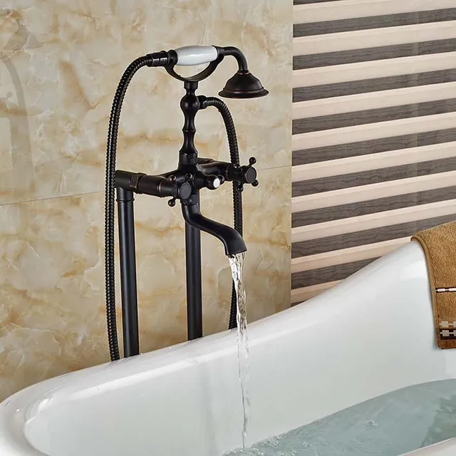 Floor Mounted Bath Tub Faucet Free Standing Bathroom Mixer Tap Oil
