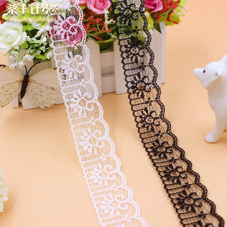 3.5cm Wide 10 Yards Quality Black Lace Garment Accessories Cotton