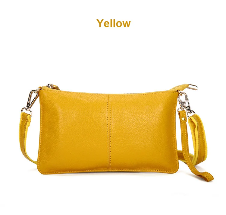 Клатч из натуральной кожи, женская сумка из натуральной кожи, сумка через плечо, сумки через плечо из телячьей кожи, модные сумки для девушек Z017 - Цвет: Цвет: желтый
