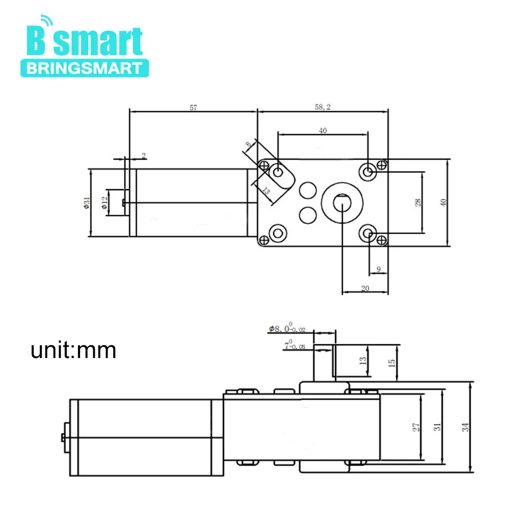 Bringsmart A58SW31ZY редуктор ed Мотор DC 12 В 24 В червячный редуктор 5-470r с высоким крутящим моментом D вал двигатель обратный самоблокирующийся мини-мотор