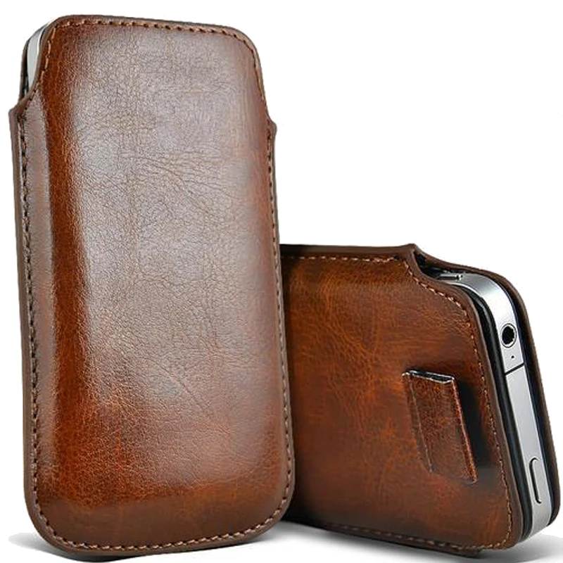 Elegant PU Leather Phone Pouch with Pull Tab Cover