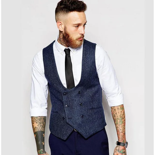 New British Style Slim Woollen cloth Double Breasted Sleeveless Jacket