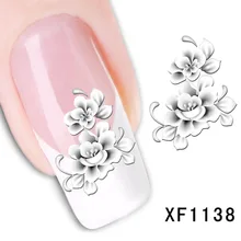 flower design Water Transfer Nails Art Sticker decals lady women manicure tools Nail Wraps Decals wholesale XF1138
