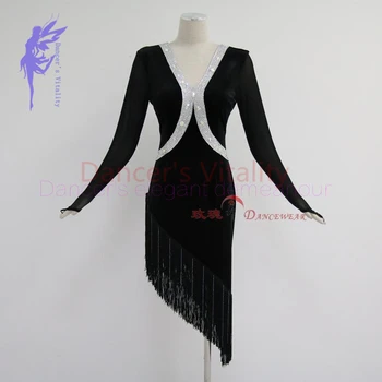 

New latin dance costumes senior sexy velvet long sleeves latin dance dress for women latin dance competition dresses 2XS-6XL