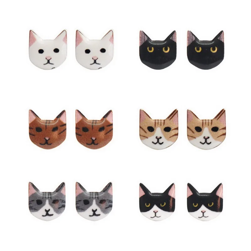

LASPERAL Fashion Lovely Classic Cartoon Earrings Animal Korean Cute Solid Cat Stud Earrings For Women Kids Girls Gift Jewelry