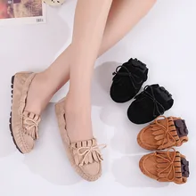 Обувь в стиле ретро с кисточками и бантиком-бабочкой; Эспадрильи из флока; женские нескользящие мокасины на плоской подошве; женская верхняя одежда; обувь для вождения лодки