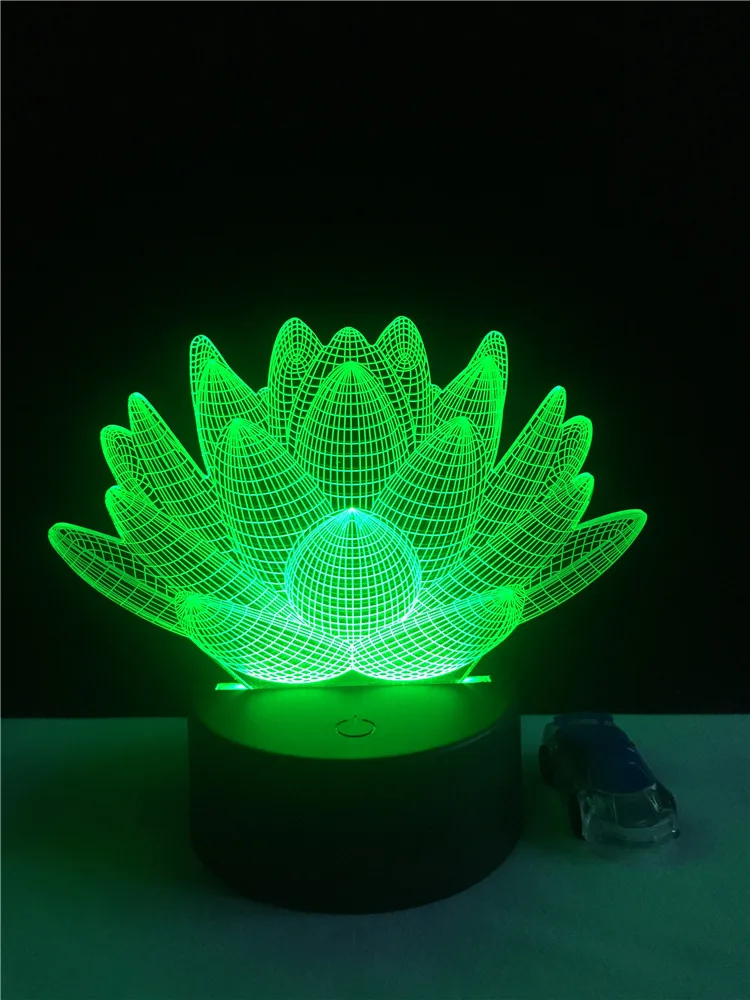 USB LED Lotus Flower Night Light 3D 7colors Christmas Gifts Mood Lamp Touch Kids Child Living/Bedroom Table/Desk Sleeping Light