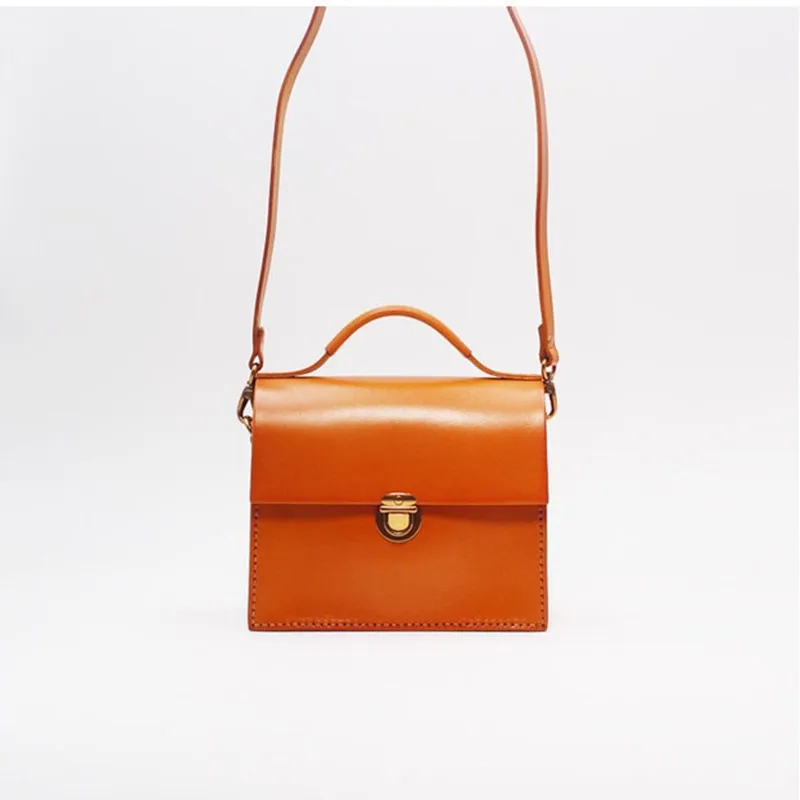 

Japan Preppy Style Handmade Genuine Leather Female Mini Top-handle Solid Handbag Woman Messenger Bag Ladies Small Shoulder Bag