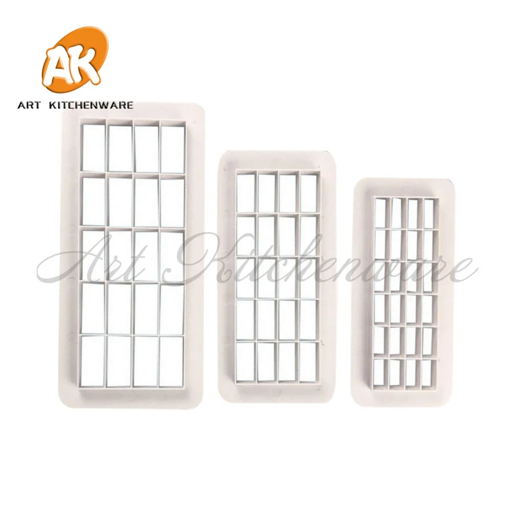 

3 Sizes Geometry Fondant Cookie Cutter Biscuit Cake Mold Rectangle Sugarcraft Cake Decorating Tools Baking Pastry Moulds
