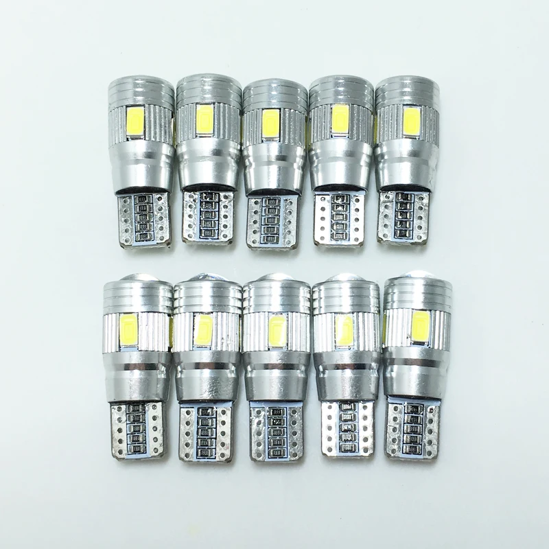 10 шт. автомобильные светодиодсветодиодный лампы T10 5630 SMD 6 LED W5W 12 В|projector lens|6 ledlight led