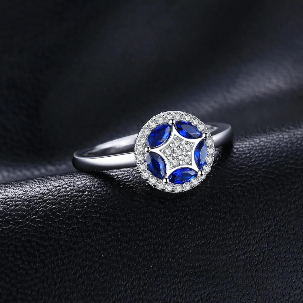 JewelryPalace цветок 0.55ct маркиза стимулировали синий шпинелей кольцо стерлингового