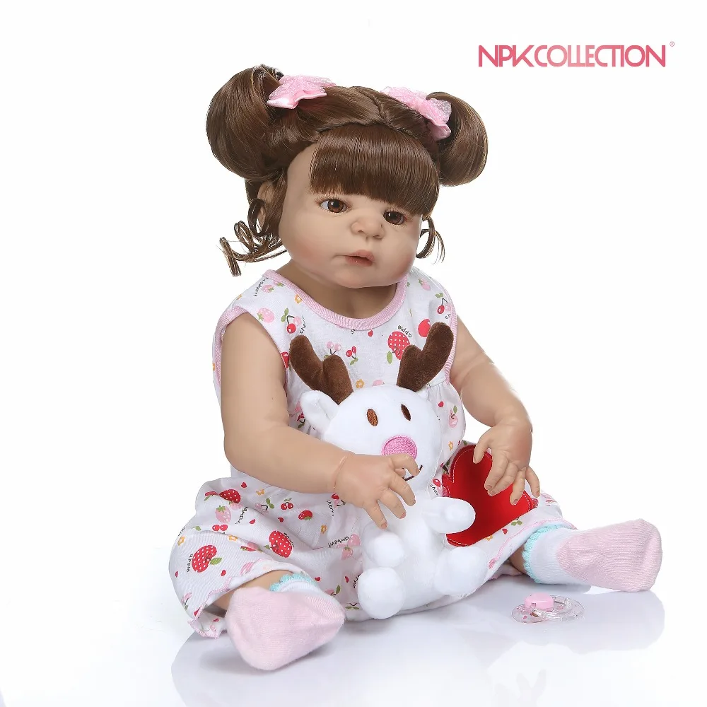 

56CM silicone reborn baby doll in tan skin color full body silicone bebe doll reborn Bath toy lol dolls Birthday Gift