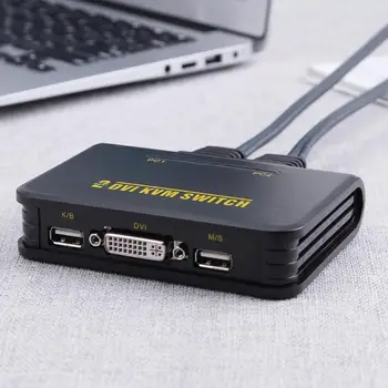 

2 Port Usb 2.0 2 in 1 Out Dvi Kvm Switcher Switch Box with Audio Cable Video Cable for Monitor Keyboard Mouse Computer