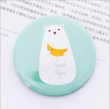 1Pc Fashion Cute Mini Cartoon Small Round Mirror Portable Makeup Glass Mirror Creative Round Portable Princess Makeup Mirror - Цвет: 15