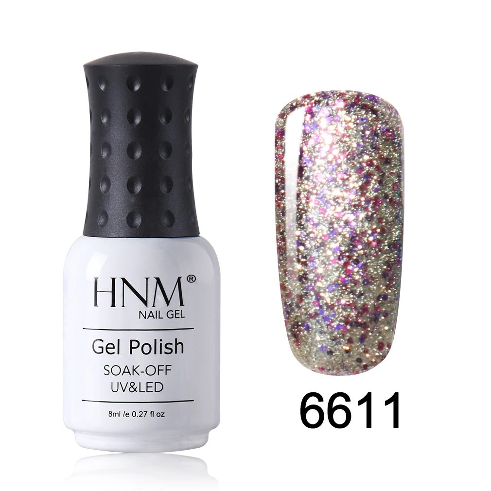 HNM 8 мл Звездный Блестящий Гель-лак для ногтей УФ-смола светодиодный длинный последний гель для ногтей Гибридный Гель-лак мерцающий и сияющий базовый верхний слой - Цвет: FXJ6611