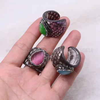 

10 pcs Natural cat eye stone rings faceted stone wholesale jewely handcrafted mix colors fashion druzy jewelry for women 3432
