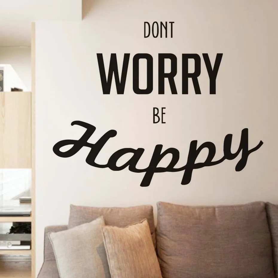 

Do Not Worry Be Happy Vinyl Art Quote Wall Sticker Removable Self Adhesive Wall Decal Bedroom Letter Murals DIY Home Decor