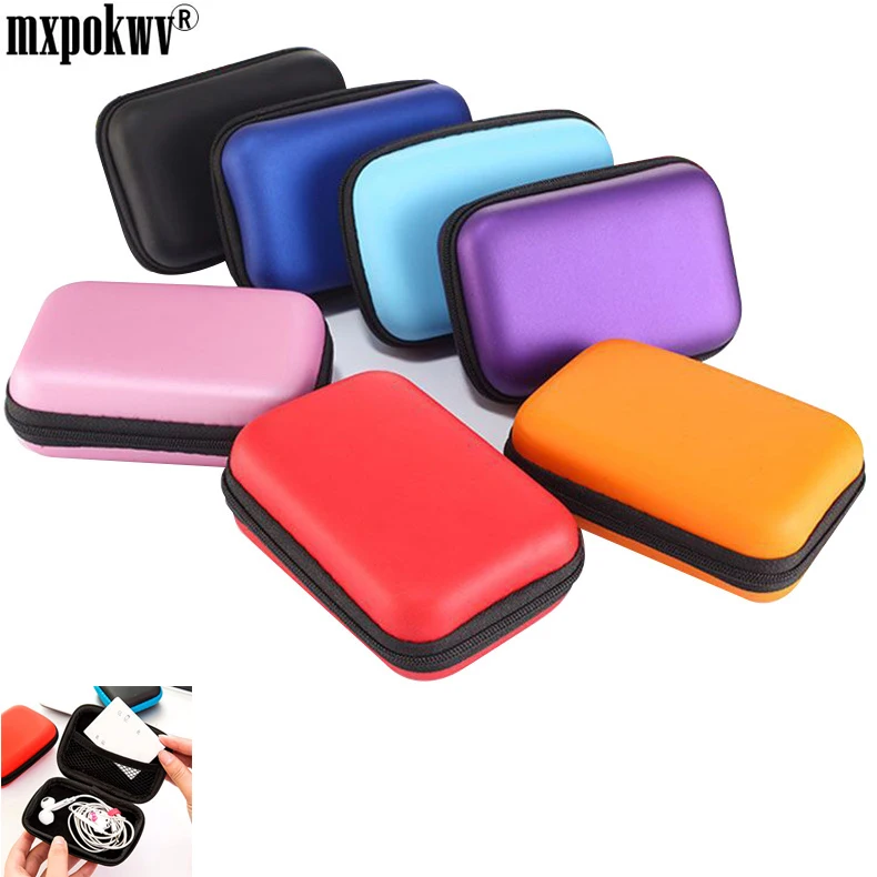 

Mini Zipper Hard Headphone Case EVA Leather Earphone Bag Protective Usb Cable Organizer Portable Earbuds Pouch box