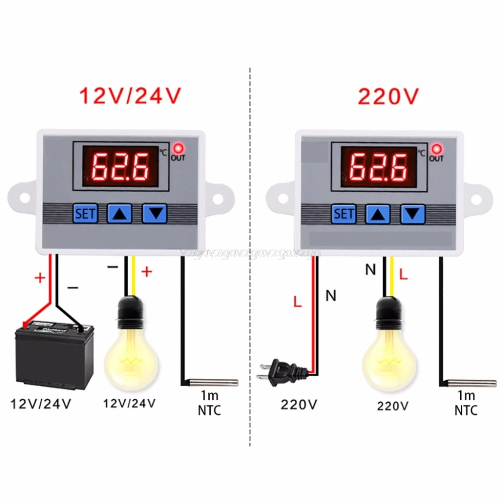 

12V 24V 220V W3002 Digital Temperature Controller 10A LED Thermostat Regulator J15 19 dropship