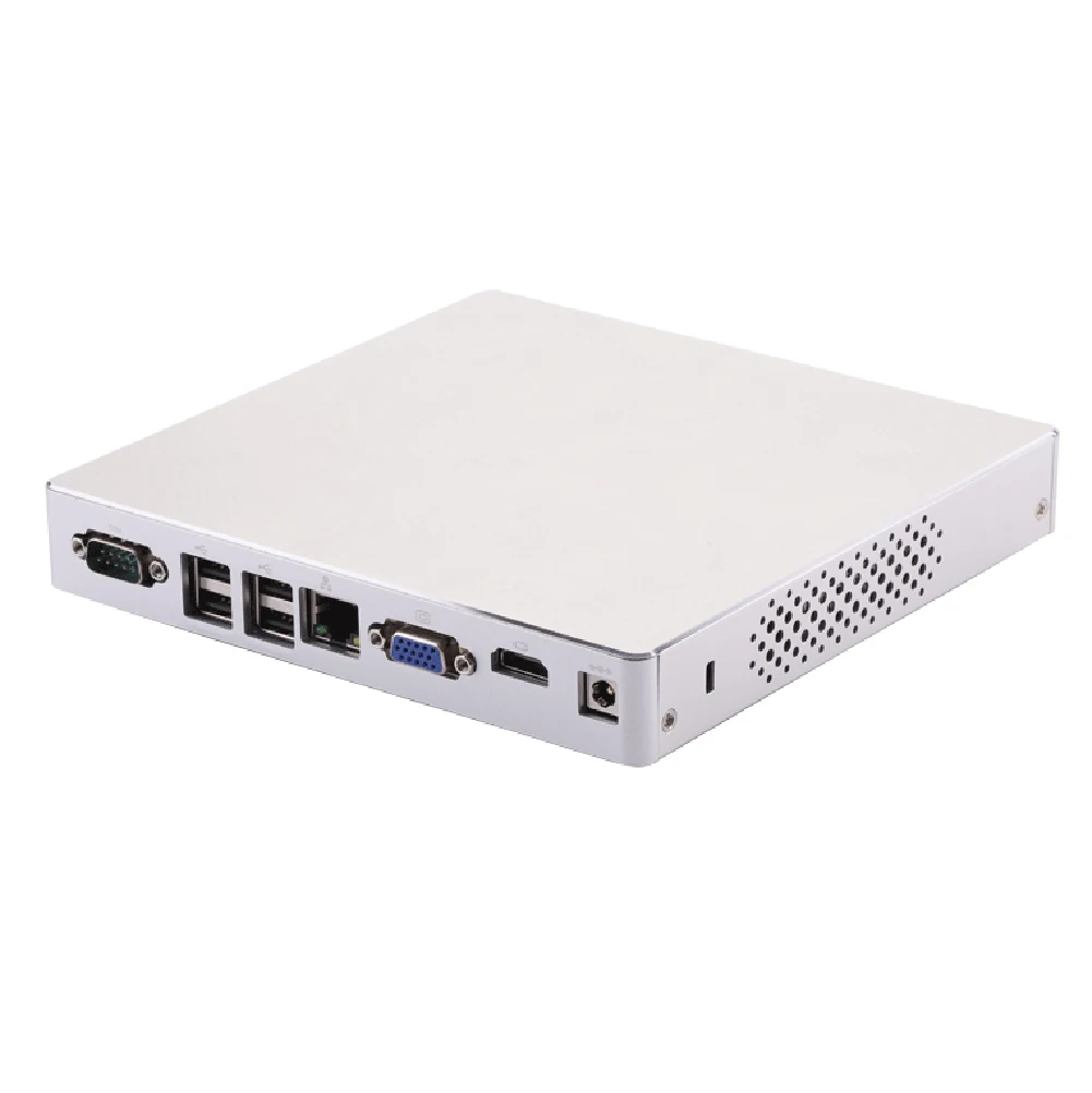 Безвентиляторный мини ПК настольный компьютер черный Intel Celeron N2840 Windows 10/Ubuntu [HUNSN