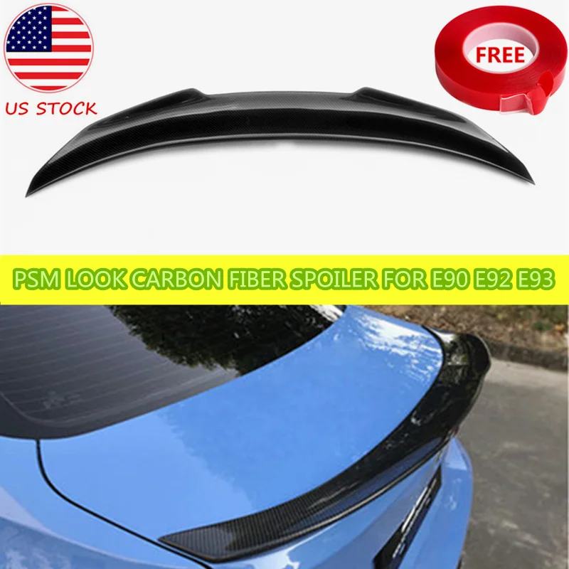 

PSM Look Carbon Fiber Spoiler For BMW 3 Series E90 E92 E93 320i 325i 335i Sedan Coupe Rear Trunk Splitter Lip 2005-2013 US Stock